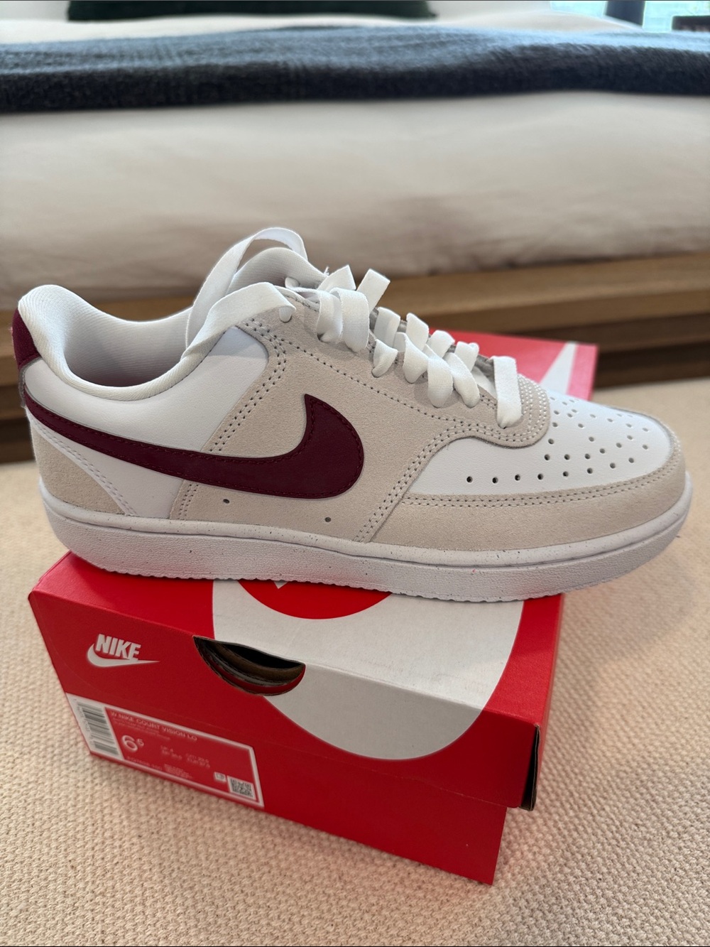 Nike Low-Top Sneakers in White and Burgundy